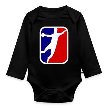 Handball. Handball fan. Handball player. - Organic Longsleeve Baby Bodysuit - black - Front
