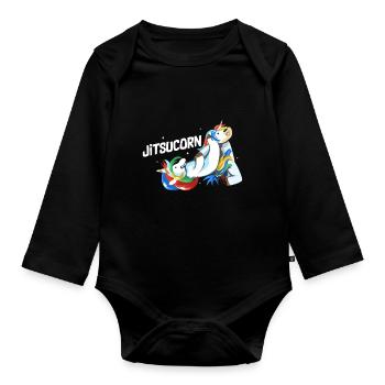 Arts martiaux judo jiu jitsu karaté - Body Bébé bio manches longues - noir - Devant
