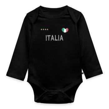 Maillot de foot Italie avec coeur - Body Bébé bio manches longues - noir - Devant