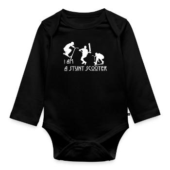 Scooter Tretroller Geschenk - Baby Bio-Langarm-Body - Schwarz - Vorne