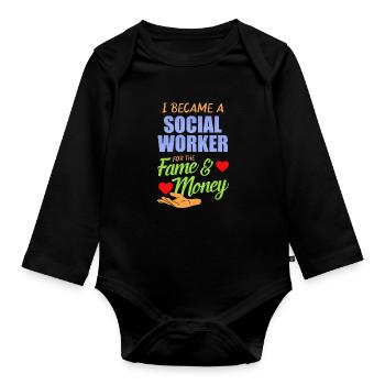 Money Fame School Social Worker Gift Mental Health - Baby Bio-Langarm-Body - Schwarz - Vorne
