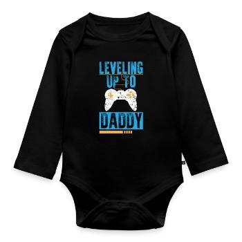 Leveling Up To Daddy I'm Going To Be A Dad To Be - Organic Longsleeve Baby Bodysuit - black - Front