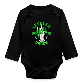 Level Up To Daddy 2020 I'm Going To Be A Dad To Be - Baby Bio-Langarm-Body - Schwarz - Vorne