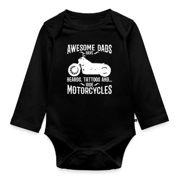 dads have beards, tattoos and ride motorcycles - Baby Bio-Langarm-Body - Schwarz - Vorne
