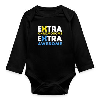 Extra Chromosome Extra Awesome Down Syndrome Aware - Baby Bio-Langarm-Body - Schwarz - Vorne