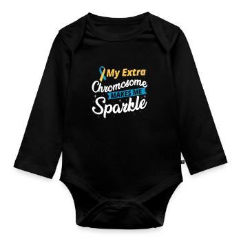 My Extra Chromosome Down Syndrome Awareness Sped T - Body Bébé bio manches longues - noir - Devant
