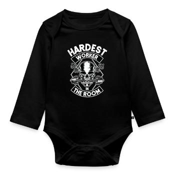 Hardest worker in the room - Organic Longsleeve Baby Bodysuit - black - Front