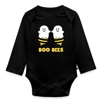 Boo Bees Halloween Costume Bee Breast - Organic Longsleeve Baby Bodysuit - black - Front