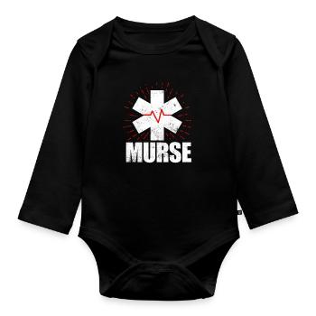 Murse Funny Murse Male Nurse Man - Organic Longsleeve Baby Bodysuit - black - Front