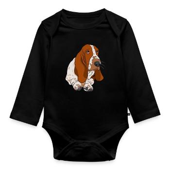 Basset Hound - Body Bébé bio manches longues - noir - Devant