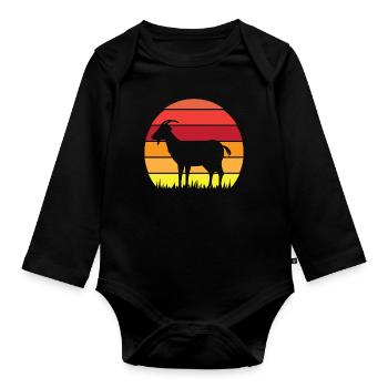 Retro Vintage Sunset Goat Life - Baby Bio-Langarm-Body - Schwarz - Vorne