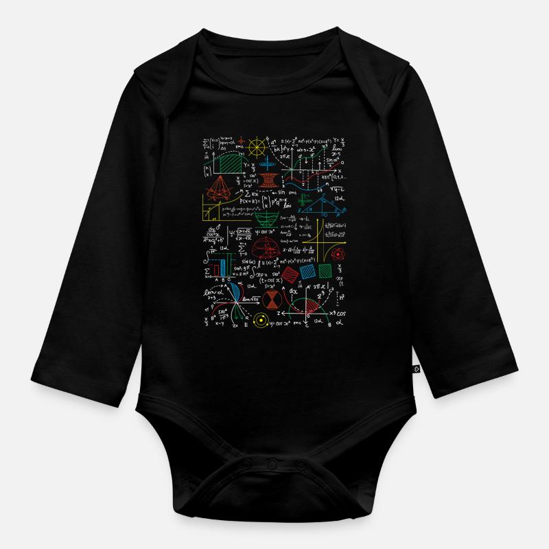 Mathematisches Blatt Lustiger Mathelehrer - Baby Bio-Langarm-Body - Schwarz