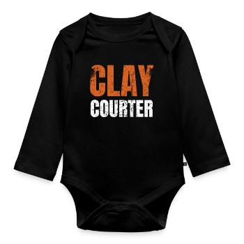 Clay Courter | Sandplatzspieler Tennissand - Baby Bio-Langarm-Body - Schwarz - Vorne