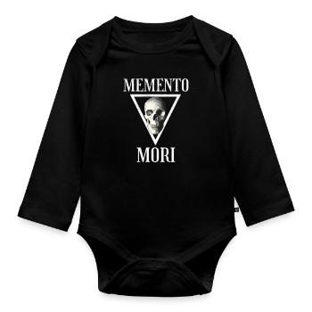 Memento Mori | Skull and Crossbones Stoic Philosophy - Organic Longsleeve Baby Bodysuit - black - Front