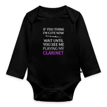 Clarinette clarinette clarinette cadeau femmes - Body Bébé bio manches longues - noir - Devant