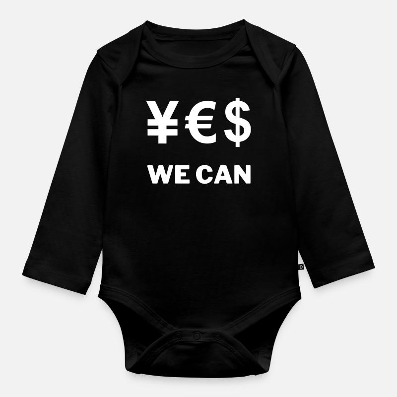 YES WE CAN - Organic Longsleeve Baby Bodysuit - black