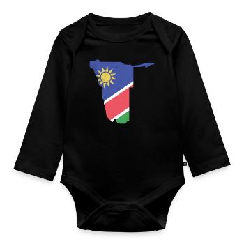 Namibia - Organic Longsleeve Baby Bodysuit - black - Front