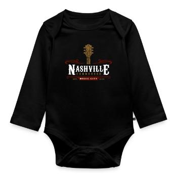 Nashville Tennessee Music City USA Amerika - Baby Bio-Langarm-Body - Schwarz - Vorne