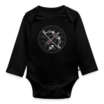 Signe du Zodiaque Sagittaire d’anniversaire Cadeau Idée - Body Bébé bio manches longues - noir - Devant