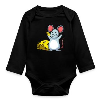 Cheese - Organic Longsleeve Baby Bodysuit - black - Front