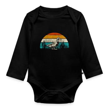 Ente Füttern Tiere Geschenk - Baby Bio-Langarm-Body - Schwarz - Vorne
