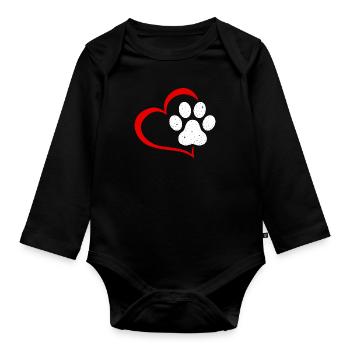 Hundepfote Herz Hundeliebhaber Hundeliebe Dog - Baby Bio-Langarm-Body - Schwarz - Vorne