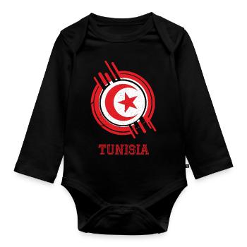 Tunisie Panneau circulaire couleurs du pays - Body Bébé bio manches longues - noir - Devant