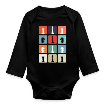 Pions vintage - Body Bébé bio manches longues - noir - Devant