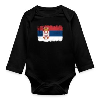 Drapeau de la Serbie - Body Bébé bio manches longues - noir - Devant
