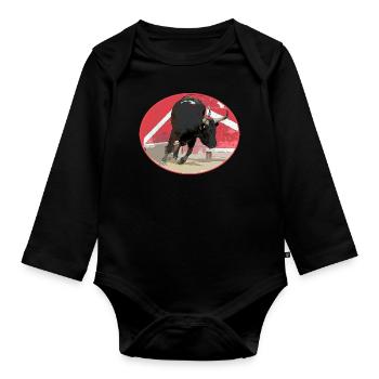 Taureau de Camargue ovale - Body Bébé bio manches longues - noir - Devant