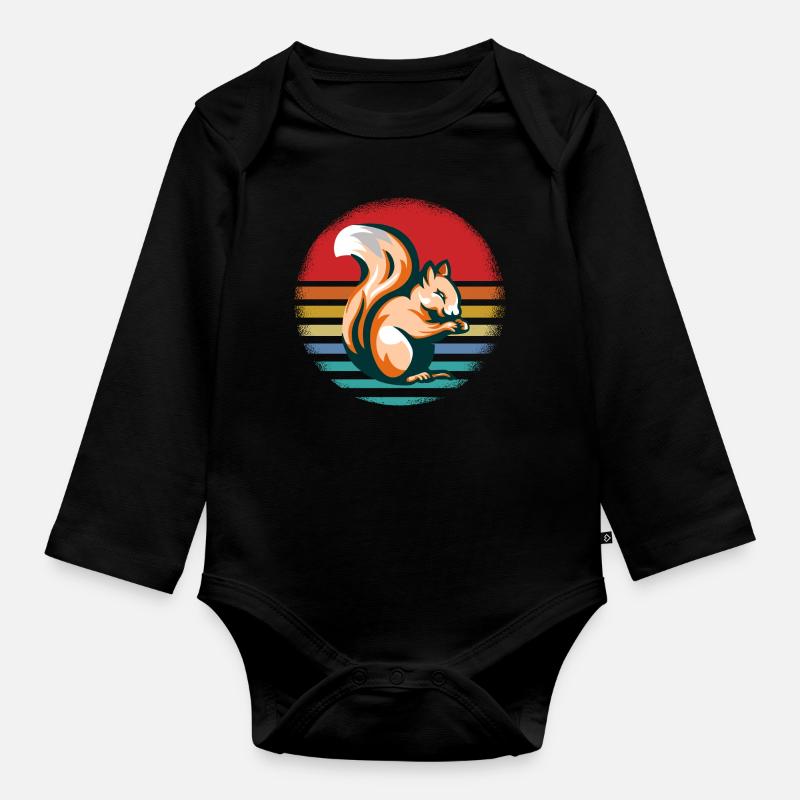 squirrel - Organic Longsleeve Baby Bodysuit - black