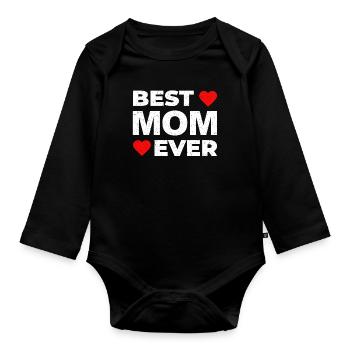 Best MOM Ever! Beste Muttertags Geschenk - Baby Bio-Langarm-Body - Schwarz - Vorne