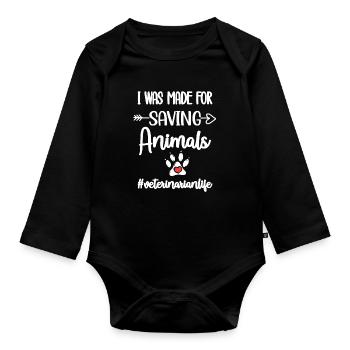 Veterinarian Veterinarian Veterinarian Veterinarian Physician - Organic Longsleeve Baby Bodysuit - black - Front