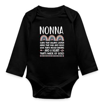 Nonna Grandma Mother's Day Gift Nonna Grandmother Sweet - Organic Longsleeve Baby Bodysuit - black - Front