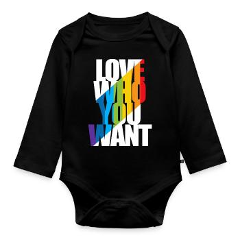 Love who you want LGBTQ Pride Month Gay - Baby Bio-Langarm-Body - Schwarz - Vorne