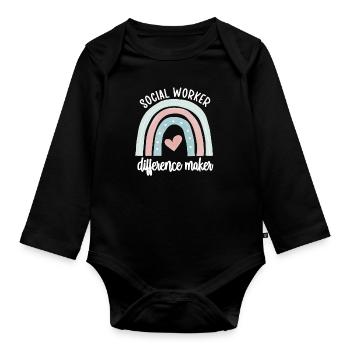 Sozialarbeiter Soziale Arbeit Streetworker Team - Baby Bio-Langarm-Body - Schwarz - Vorne