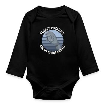 Manatee Floaty Potatoes Are My Spirit Animal - Organic Longsleeve Baby Bodysuit - black - Front