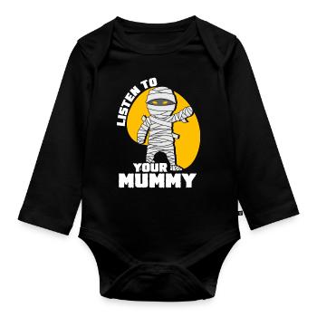 Mummy Creepy Mummies - Organic Longsleeve Baby Bodysuit - black - Front