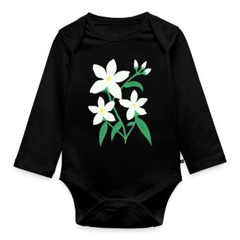 Jasmine - Organic Longsleeve Baby Bodysuit - black - Front