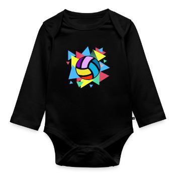 Volleyball Bunt - Baby Bio-Langarm-Body - Schwarz - Vorne