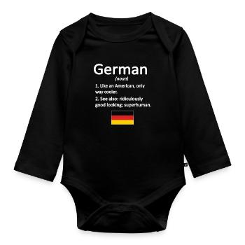 German Germany Flag German Roots - Organic Longsleeve Baby Bodysuit - black - Front
