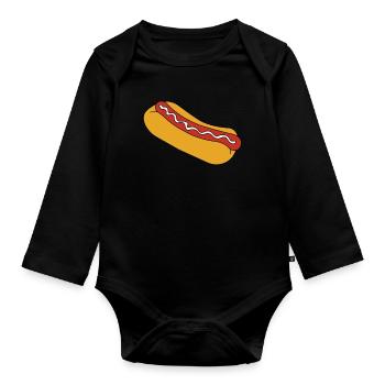 Hot Dog Fast Food Sausage Rolls - Body Bébé bio manches longues - noir - Devant
