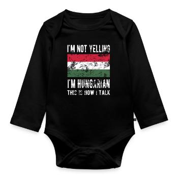 Stolzer Ungar Ungarn Herkunft Ungarische Flagge - Baby Bio-Langarm-Body - Schwarz - Vorne