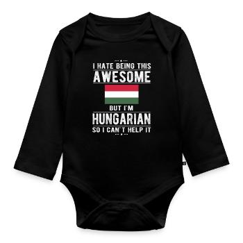 Stolzer Ungar Ungarn Flagge Ungarische Herkunft - Baby Bio-Langarm-Body - Schwarz - Vorne