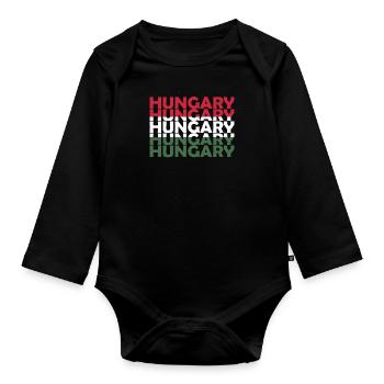 Stolzer Ungar Ungarn Flagge Ungarische Wurzeln - Baby Bio-Langarm-Body - Schwarz - Vorne