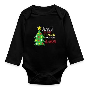 Jésus Noël Christ Église Croyant Foi - Body Bébé bio manches longues - noir - Devant