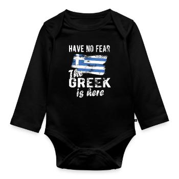 Grèce Grecque Origine Drapeau grec - Body Bébé bio manches longues - noir - Devant