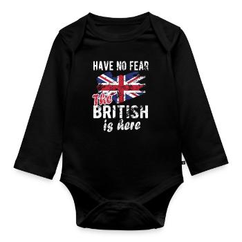 British Great Britain Origin British flag - Organic Longsleeve Baby Bodysuit - black - Front