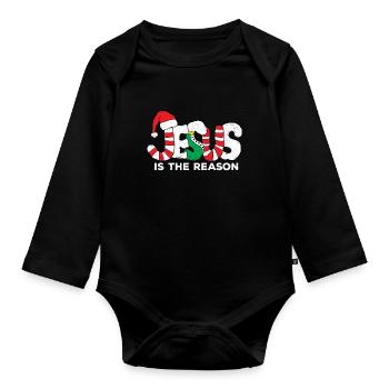 Jésus-Christ Dieu Église chrétienne de Noël - Body Bébé bio manches longues - noir - Devant