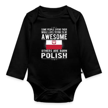 Pole Pologne Drapeau Origine polonaise Racines Pologne - Body Bébé bio manches longues - noir - Devant